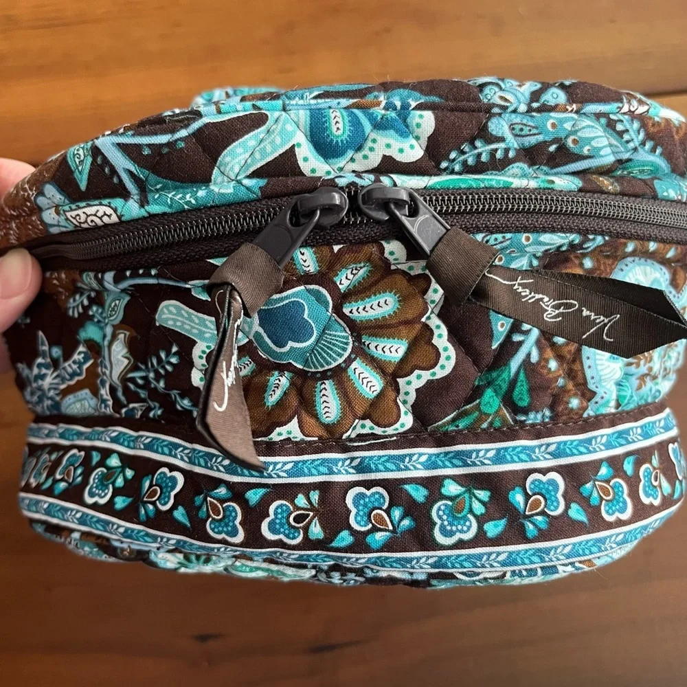 Vintage Vera Bradley Java Blue Round Cosmetic Toiletry Case - Picture 2 of 10